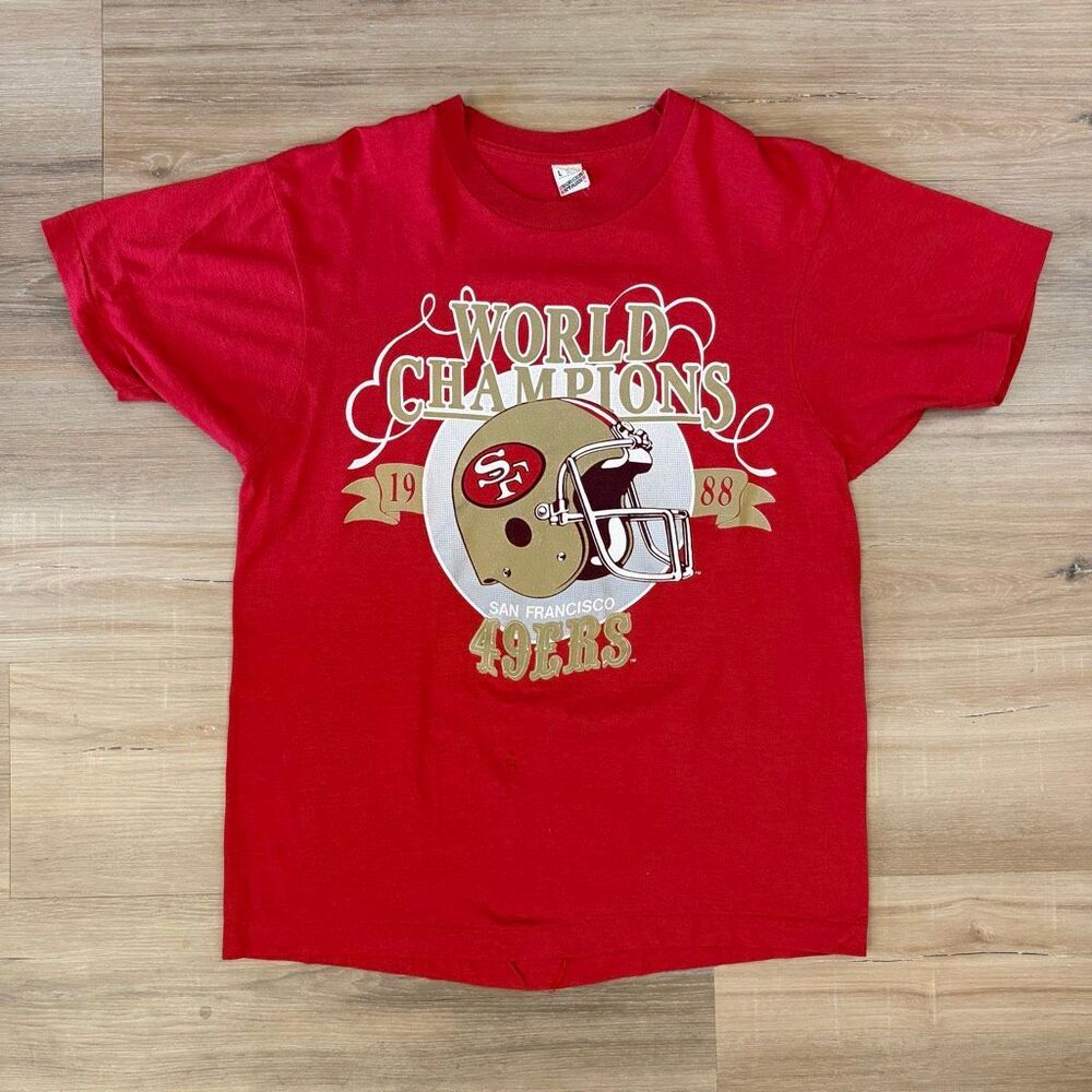 Vintage 1988 San Francisco 49ers NFL Super Bowl World Championship Shirt Sz L